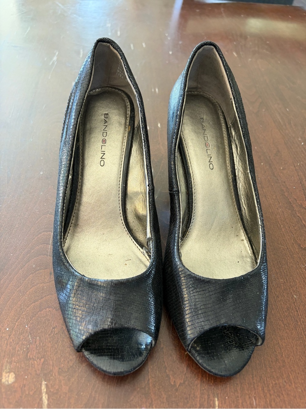 Bandolino Black Lizard-Texture Peep-Toe Pumps